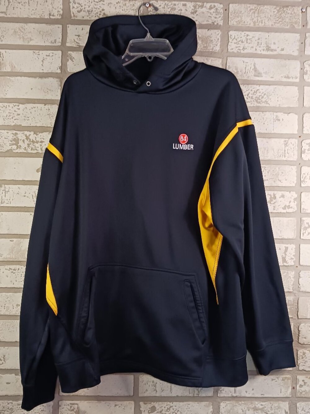 84 Lumber Mens Hoodie Size 2XL Black And Yellow Pull Over Hooded With Pockets